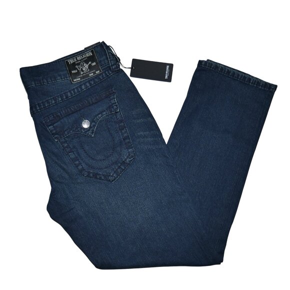 True Religion Geno Big T Flap Jeans Men's Size 36x32 Super Dark Wash Denim NWT - Picture 11 of 11